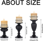 Sziqiqi Metallic Pillar Candleholder Set for Candle Centerpieces, Table Mantel Fireplace Decoration Set of 3 Gourd-Shaped Design Black