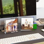 ILYXY 2 Pack Acrylic Frame 4x4, 20% Thicker, 20mm Thick Frameless Clear Picture Frame, Double Sided Magnetic Photo Frame, Free Standing Desktop Display Stand Acrylic Picture Frames