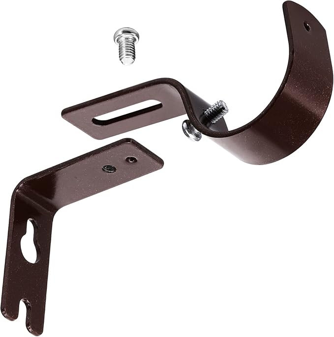 6 Piece General Adjustable Curtain Rod Holder Wall Bracket Hooks - Outside Mounted Blinds Bracket with Screws for 1 Inch Diameter Rod (Bronze)