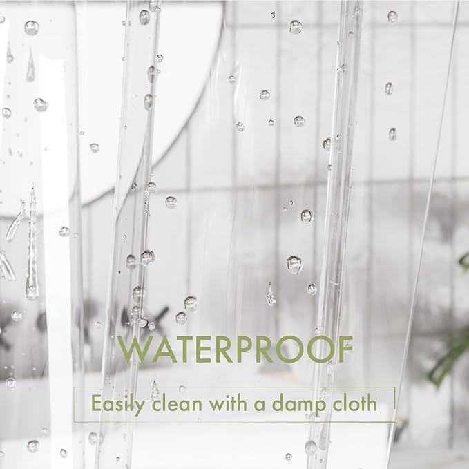 AmazerBath Camper Shower Curtain Liner, 72x65 Clear Shower Curtain Liner, Waterproof Plastic Shower Liner, Lightweight PEVA Shower Curtain for Bathroom with 3 Magnets and 12 Rustproof Metal Grommets