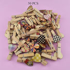 HAHIYO Colorful Painted Mini Wooden Clothespin Clip with Hearts Photo Paper Holders 1.38inch Tight Clamp Not Fray Rope Post Notices Handy Read for Hanging Postcard Wedding 50PCS