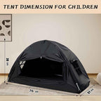 Bed Tent for Kid Twin Size Bed Canopy,Sensory Breathable Privacy Space Sleeping Drafty Room Dream Tents Indoor Play Tent Black-Out Kid Sleep Tent (Black, Twin)
