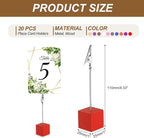 PATIKIL Place Card Holder, 20Pcs Memo Clip Holder Stand with Alligator Clasp Table Number Holders Wooden Base for Pictures Note Card Paper, Multicolored