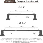 Brown Curtain Rods 18 to 45 Inch, Industrial Curtain Rods,Adjustable Length,1 in Diameter Pipe,Wall or Ceiling Mounted,for Bedroom and Living Room(Antique Bronze 18” to 45”)