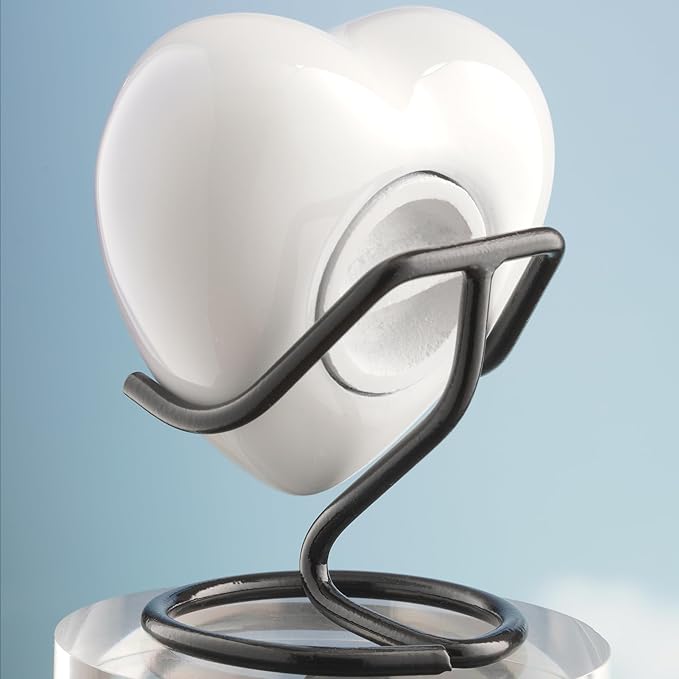 Olivia Memorials Heart Urn for Ashes - Men & Women | White Hummingbird Urn for Mom, Mother & Baby