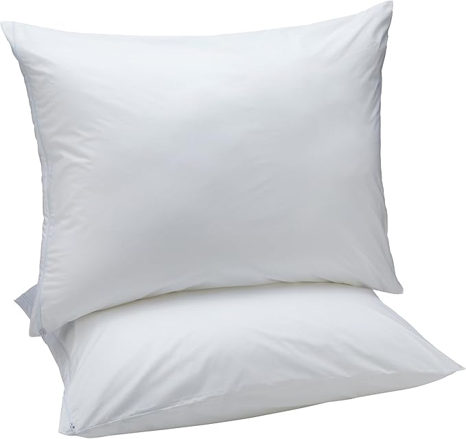 Amazon Basics Down Alternative Bed Pillows and Pillow Protector Case 2-Piece Set, 26 in x 20 in, Soft Density, Standard - Pack of 2, White