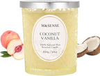 M&SENSE Coconut Vanilla Scented Candle, Cracking Wooden Wick Soy Wax, 18oz 100 Hours Long Lasting Clean Burn, Large Jar Candles for Home Decor, Non-Toxic Relaxing Aromatherapy Gifts for Women
