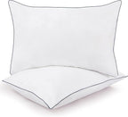 ROYALE LINENS Pillows Queen Size Set of 2 - Bed Pillows for Sleeping - Piping Pillow for Back, Stomach or Side Sleepers - Down Alternative Queen Pillows - Soft Hotel Quality (20x30 Inches, Pack of 2)