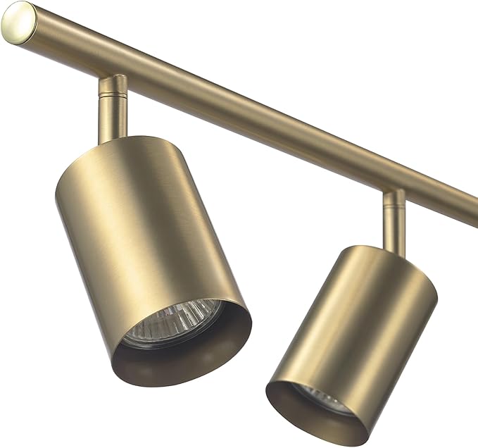 Globe Electric 64000094 35" 4-Light Adjustable Height Track Lighting, Matte Brass, Pivot Shades, Ceiling Lamp for Bedroom, Kitchen, Hallway, Bathroom, Den, Dining Room, Home Décor