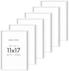 HAUS AND HUES 11x17 White Metal Picture Frames - Features Premium Aluminum, Vertical & Horizontal Hang, Shatterproof Plexiglass - Perfect for Home, Room, Office (11x17 in, White, Set of 6)