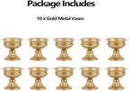 Metal Vases for Table Centerpieces, Hewory Gold Compote Pedestal Vase Floral Container Bulk, Brass Mini Footed Bowl Flower Holders Center Pieces for Wedding Birthday Party Anniversary (10pcs, 6.5in)