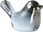 Crystal Glass Bird Figurines Grey Glass Bird Decoration Paperweight Hand Blown Glass Art Animal Collectible Figurines Gift for Women