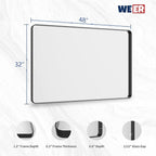 WEER Black Bathroom Mirror 48X32 Inch, Rectangular Black Metal Framed Mirror for Wall, Matte Black Vanity Mirror with Tempered Glass, Anti-Rust, Shatterproof, Hangs Horizontal or Vertical