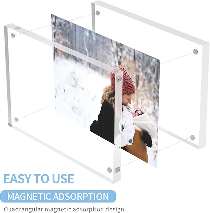 8.5''x11'' Picture Frame Acrylic Frame, Perspex Photo Frame for Wedding Pictures, Tabletop Freestanding Certification Frame 12mm + 12mm