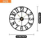 LEIKE Large Wall Clocks,Silent,Non Ticking,Battery Operated Small Vintage Round Modern Metal Wall Clock for Living Room, Bedroom,Kitchen,Farmhouse,Office Decor-13.5 Inch(Black-Arabic Number)