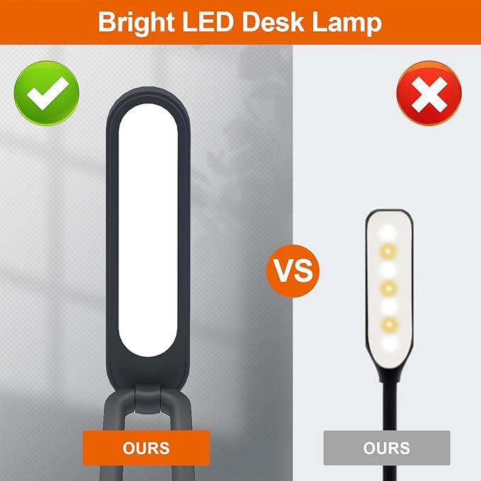 LED Desk Lamp for Office Home & Battery Operated Lamp Rechargeable Lamp Foldable & Portable Light, LED Desk Light Strip, 3 Brightness Dimmable Small Desk Lamp Wireless Reading Lamp(2-Black)