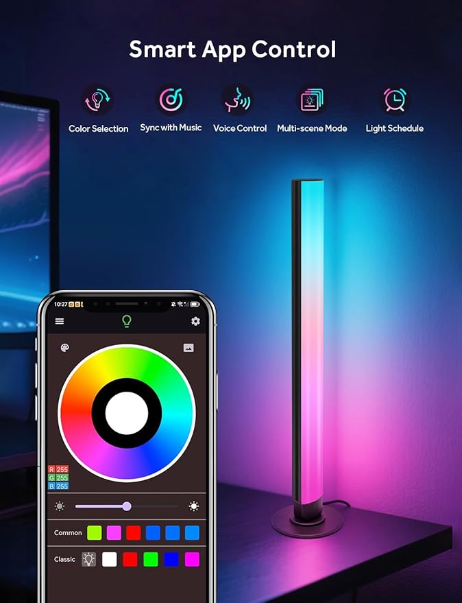 Smart LED Light Bars, RGB Light Bar for Room, 16 Million Colors & 213 Preset Modes Gaming Lights, Remote Control & App Control, Dynamic Music Sync Mode TV Backlight, USB Powered Ambient Lighting