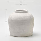 LB2 Large White Ceramic Vase, 11" Tall Zen Style Rustic vase, Terra Cotta Pitcher Vase, Distressed Farmhouse Decor, Pottery Decorative Flower for Home Decor (H 11" X 11")