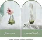 Bud Vases Set of 12,Glass Bud Vases in Bulk,Small Flower Vases for Centerpieces,Mini Vintage Vase for Wedding, Home Table Decor,Christmas,Party Decoration,Green