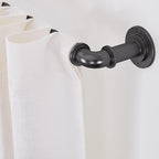 MODE Industrial Room Darkening Collection 1 1/8” diameter Industrial Curtain Rod Set with Steel Wall Mounted Expandable Curtain Rod, Blocks Light, Fits 36” to 72” Windows, Graphite