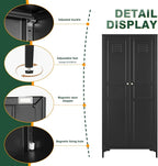 Letaya Black Storage Cabinet with Feets-Metal Home Kitchen Pantry Cabinets with Doors and Adjustable Shelves,Organization Locker for Cupboard/Bedroom/Dining/Living/Bathroom/Office/Garage Room (Black)