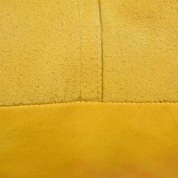 PF12 Square Goat Leather Handmade Eco-Friendly Mustard Pouf - 21" x 21" x 12", Plain Solid, Recycled Foam with Fibre Fill Stuffed