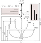 Black Chandelier 15-Light Industrial Iron Candle Chandelier Modern Suspended Farmhouse Chandeliers Pendant Light Fixtures for Dining Room Bedroom Living Room Kitchen Island Foyer E12 Bulb