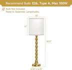 30.5" Gold Table Lamps for Living Room, Gold Buffet Lamp Set of 2 for Sideboard, Modern Golden Lamps Set of 2 Tall Skinny, Tall Golden Bamboo Lamp for Home Office, Skinny Candlestick Lampset