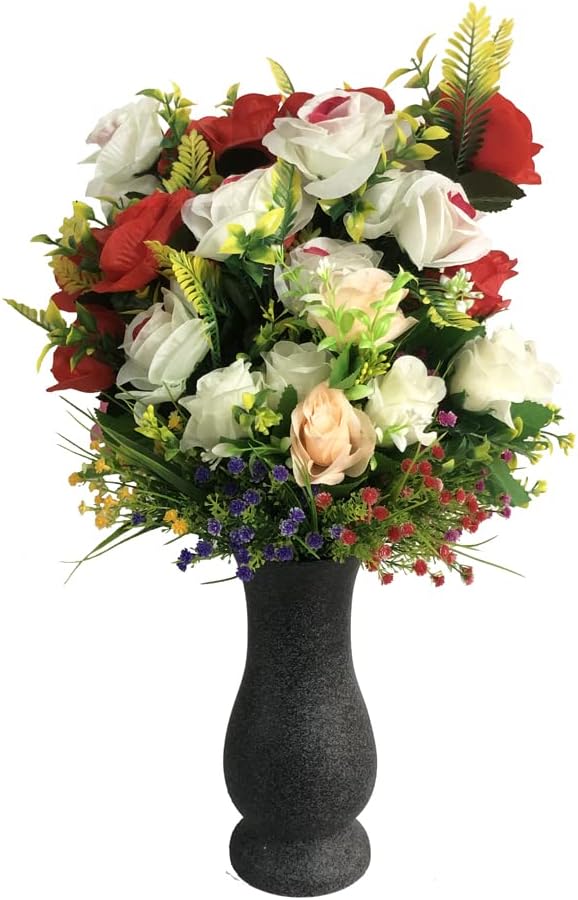 In Ground Grave Vase Cemetery Vase Grave Decoration Memorial Floral Vases with Spike and Floral Foam (Flowers are not Included)