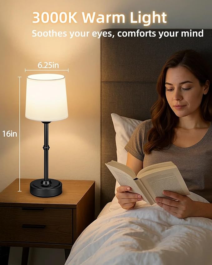 Cordless Led Table lamp,6000mAh Battery Powered Table Light,Wireless Lamps for Living Room Restaurant/Patio/Home Bar/Dining/Dinner/Bedside/Nightstand/Desk lamp-Touch Lamp-Black/Vintage