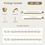 Oneach Gold Curtain Rods for Windows 72 to 144 Inch, 1 Inch Pole Adjustable Length Heavy Duty Metal Curtain Rod Set, for Outdoor Bedroom Kitchen Living Room (16 to 150 Inch)