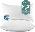 14 x 22 Throw Pillow Inserts (Pack of 2, White), Indoor Decorative Pillows Lightweight Soft Fillers, Bed and Couch Pillows, Rectangular Throw Pillow Inserts, Lumbar Support Pillow Insert
