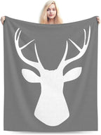 HGOD DESIGNS Deer Flannel Fleece Bed Blanket 40 x 50 inch Woodland Deer Head Throw Blanket Lightweight Cozy Plush Blanket for Bedroom Living Rooms Sofa Couch