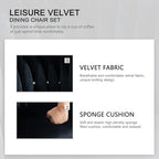 Nrizc Woven Dining Chairs Set of 4, Velvet Upholstered Dining Chairs with Gold Metal Legs, Modern Accent Chairs for Living Room, Dining Room, Kitchen (Black)