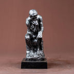 Thinking Man Statue, 9.5'' Famous Bronze Sculpture by Rodin, Nude Art Craft for Home Decor or Gift
