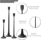 Black Taper Candle Holders Set of 3, Heavy Candlesticks Holders Decorative Candle Stand for Table Centerpiece, Cast Iron Candle Stick Holder Decor
