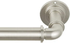 MODE Industrial Room Darkening Collection 1 1/8" Diameter Industrial Curtain Rod Set with Steel Wall Mounted Adjustable Curtain Rod, Blocks Light, Fits 72” to 144” Windows, Brushed Nickel
