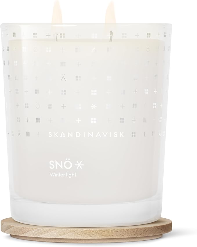 Skandinavisk SNÖ 'Snow' Scented Candle with 2 Wicks, Special Edition, Scent Notes: Frozen Forests and Frosted Berries, The Sharp Breath of Subzero Skies, Vegan Formula, 12.3 oz.