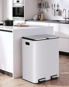 Arlopu 16Gal Dual Trash Can w/2 Built-in Box for Odor Control, Hands-Free Kitchen Garbage Bin, Recycle Waste Dustbin, Soft-Close Lid, 2 Buckets,Foot Pedal, Side Handle, Airtight,for Home Office