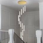 Long Spiral Crystal Chandelier Lighting for Foyer 12-Light Gold Staircase Chandelier High Ceiling Slopped LED Dimmable 2700K-6000K
