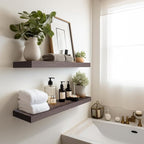 LaVie Home Floating Shelves, 24 Inch Wall Shelf Set of 2, Hanging Shelf with Invisible Brackets, Wall Decor for Bathroom, Bedroom, Living Room, Kitchen Storage, Rustic Brown