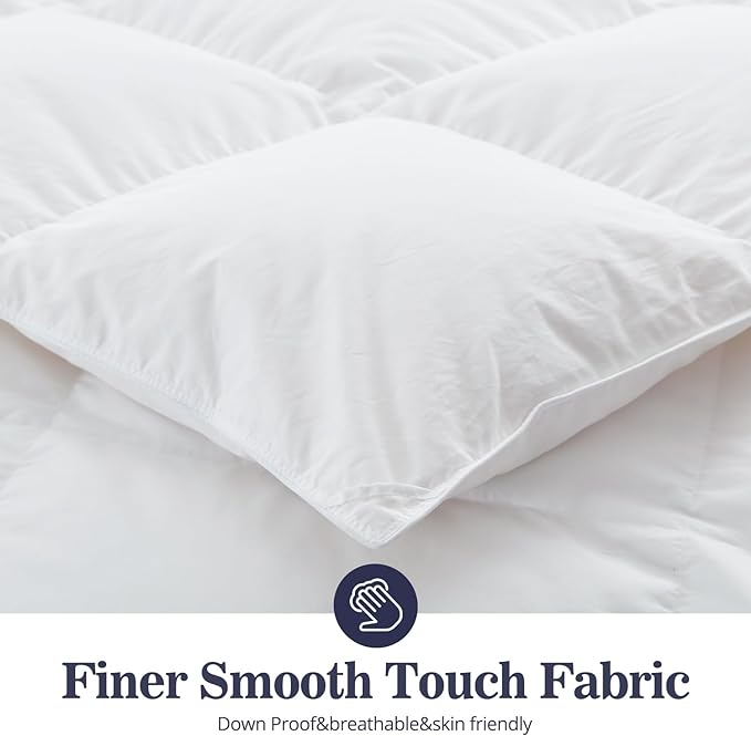 Globon Ultra-Soft Down Feather Comforter California King Size,Luxurious Fluffy Hotel Collection Duvet Insert for All Season,Noiseless Shell,700 Filling Power,Medium Weight with Corner Tabs,White