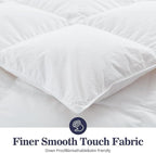 Globon Ultra-Soft Down Feather Comforter King Size,Luxurious Hotel Collection Fluffy Duvet Insert for All Season,Noiseless Shell,700 Filling Power,Medium Weight with Corner Tabs, White