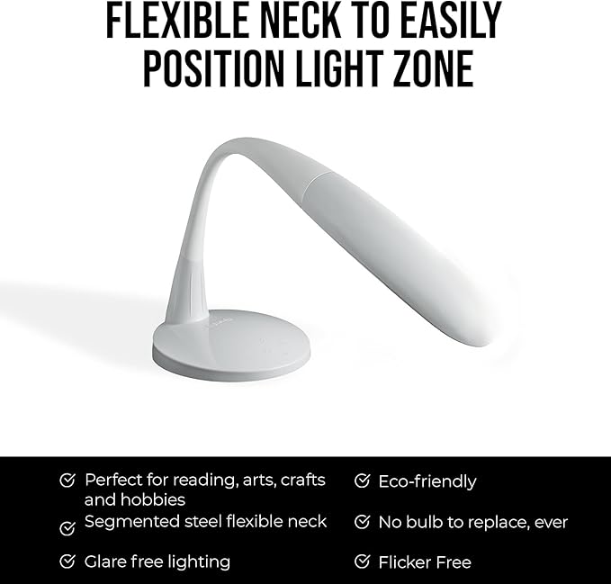 Stella Two Task Lamp, Adjustable Desk Lamp, Dimmable LED Light with Custom Color Temperature for Desk, Home Office, Bedroom, or Living Room, Modern Design for Work, Study, and Reading Needs (12W)