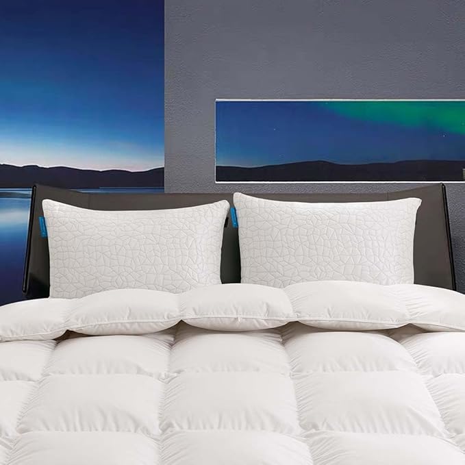 Cooling Pillows for Sleeping, Adjustable Shredded Memory Foam Bed Pillows Standard Size Set of 2, Cool Pillow for Hot Sleepers, with Extra Fill for Side Back and Stomach Sleepers