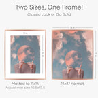 Homeforia 14x17 Picture Frame Rose Gold, High End Metal 14x17 Poster Frames with Mat 11x14 inch Photo, 14 x 17 Rose Gold Frame Matted to 11 by 14 Print, 17x14 Frame, Tempered Glass, Wall Kit, Set of 1