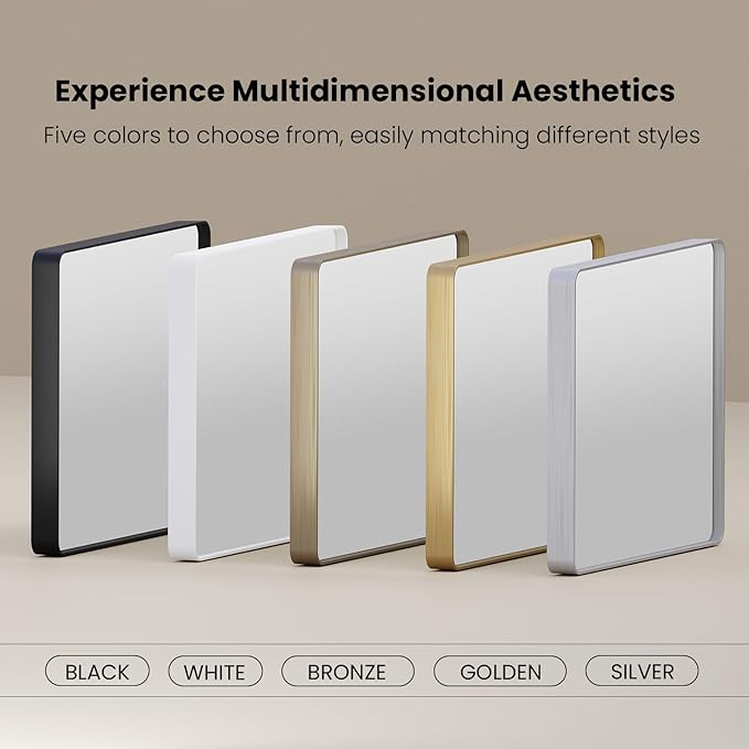 Black Bathroom Mirror 72X32 Inch, Black Metal Framed Mirror for Wall, Rounded Rectangle Matte Bathroom Vanity Mirror with Tempered Glass, Anti-Rust, Horizontal/Vertical