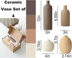 Modern Ceramic Vase Set, Neutral Colors, Decorative Vases for Home Shelf Decor, 4 Piece Collection (Coffee Mix Set 4)