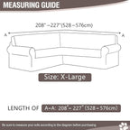 HDCAXKJ Sectional Couch Cover L Shape Stretch Sofa Covers Washable Jacquard Corner Couch Slipcover Non Slip Sectional Slip Cover U Shaped Furniture Protector for Pets Dogs (Brown Khaki, X-Large)