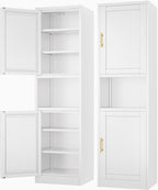 Tall Narrow Storage Cabinet 66.93" H Tall Bathroom Cabinets Metal Pantry Cabinet, 4 Adjustable Shelves for Kitchen, Home Office, Living Room, Dinning Room (16 inches Wide White)